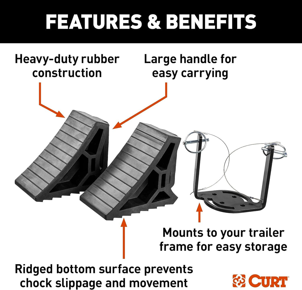 22802 HD Wheel Chocks 2-Pack with Mounting Bracket