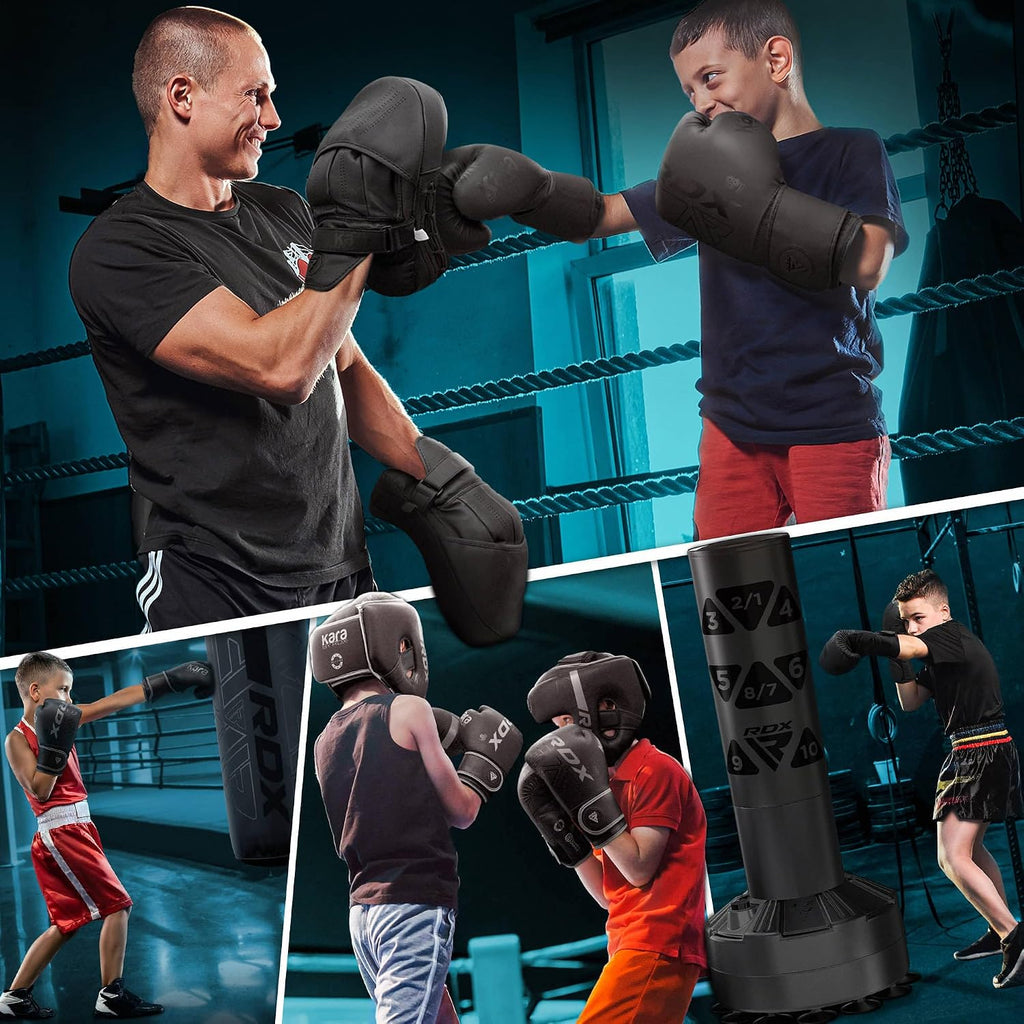 Kids Boxing Gloves Sparring and Muay Thai Maya Hide Leather, Kara Patent Pending Junior Training Mitt for Kickboxing
