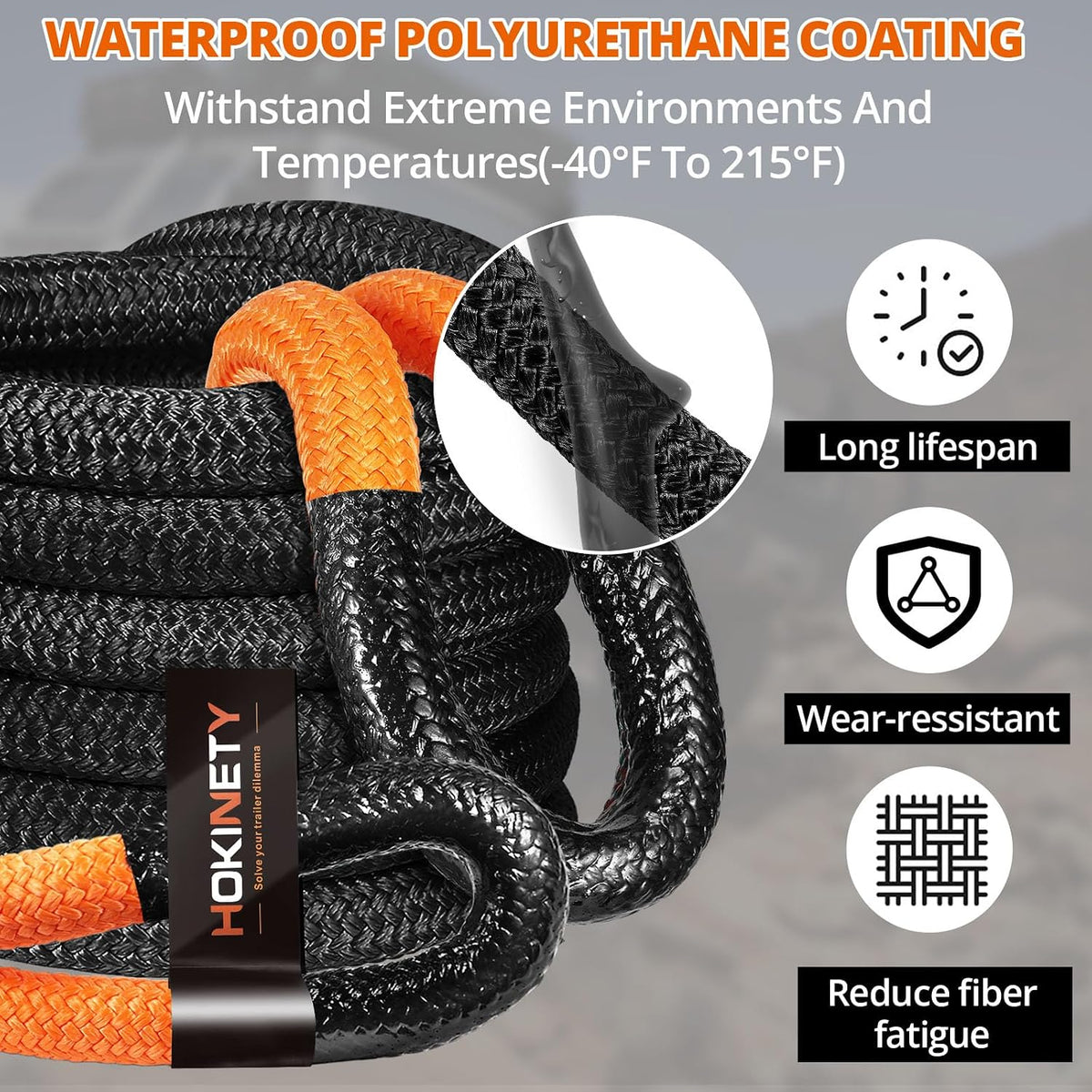 Kinetic Recovery Tow Rope: 1.26" x 30ft Snatch Strap with Soft Shackles Heavy Duty Offroad Towing Straps Kit for