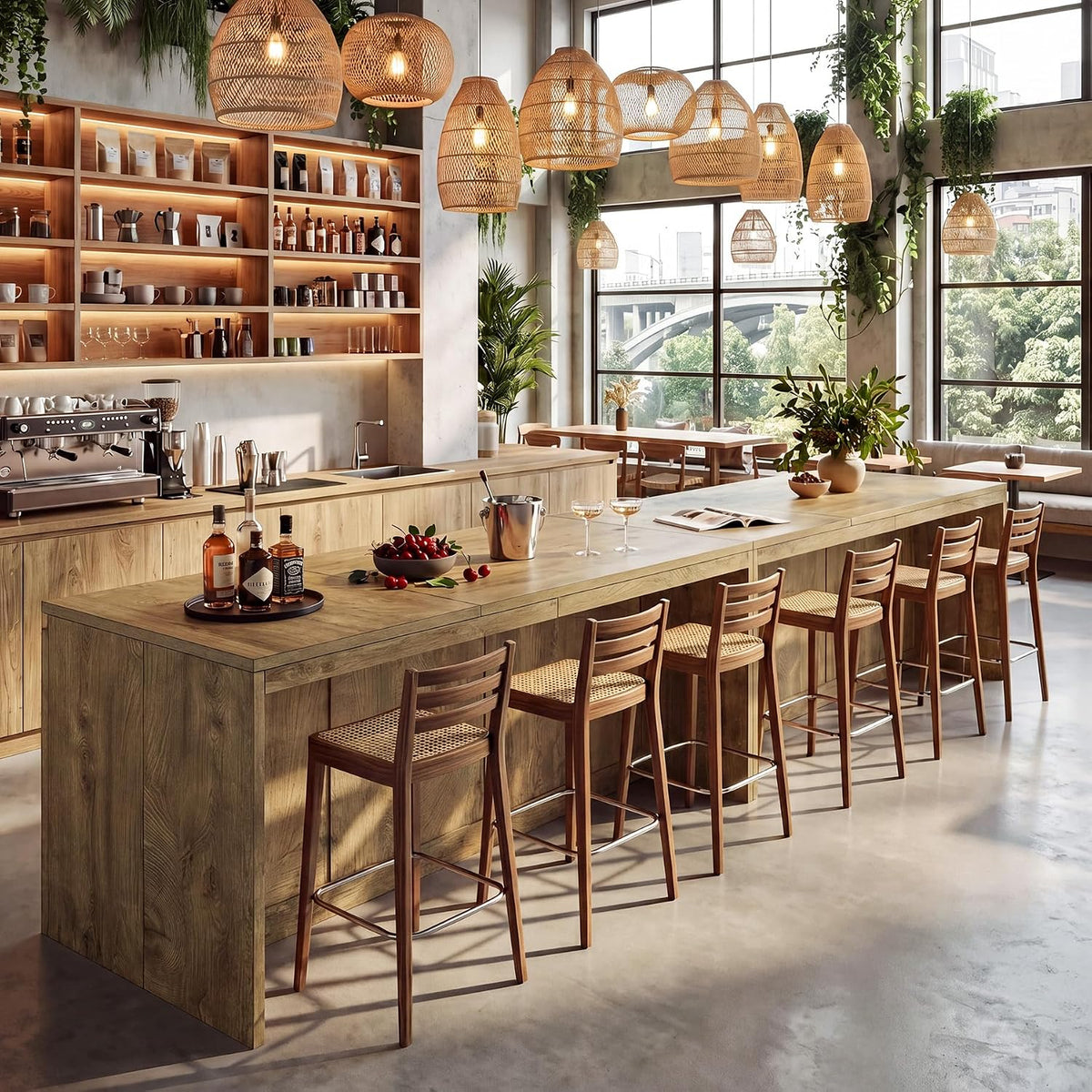 71 Inch Bar Table with Double Door Storage Cabinet