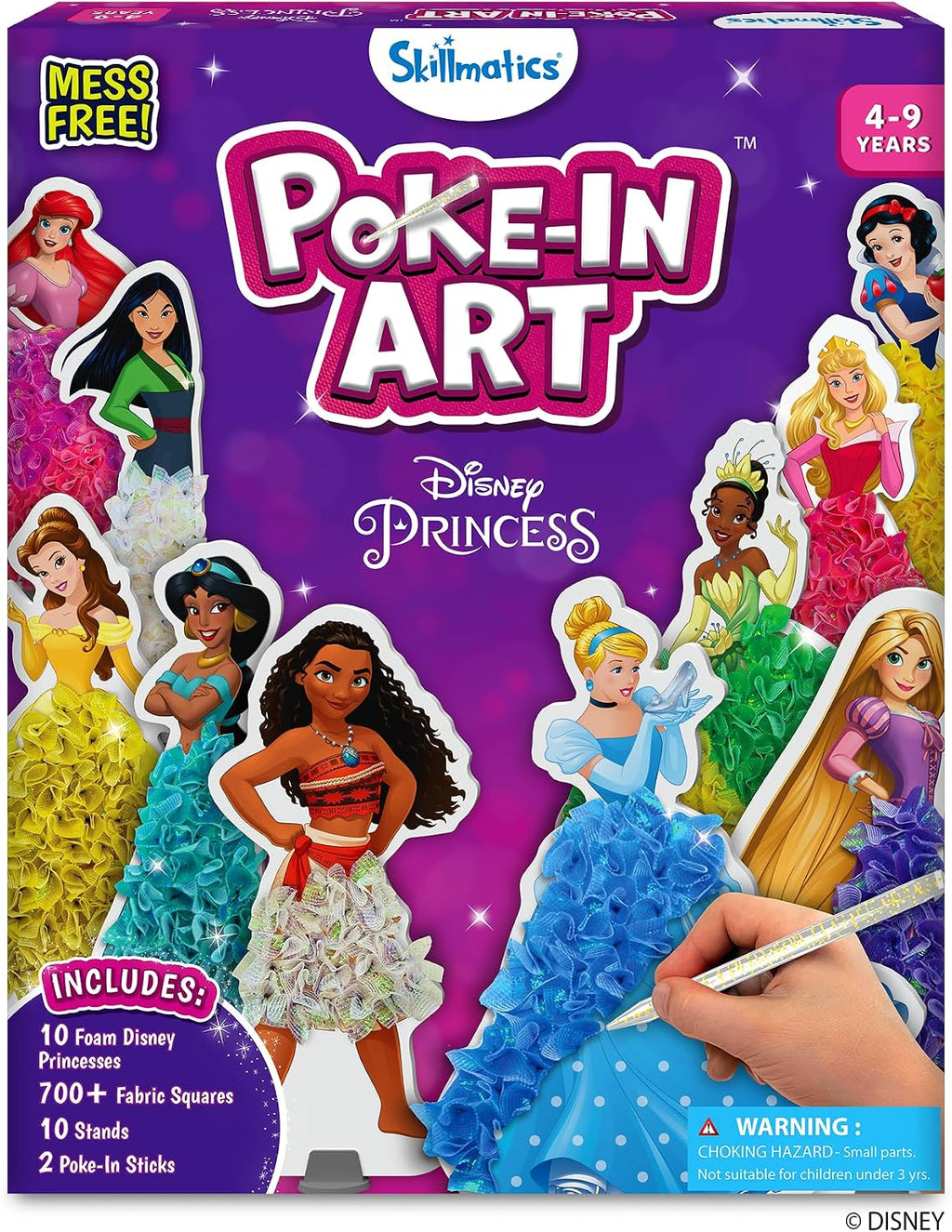 Poke-in Art – Disney Princesses, Wood Craft Kit, Gift for Kids | DIY Mess-Free Fun, Cinderalla, Ariel Fine Motor