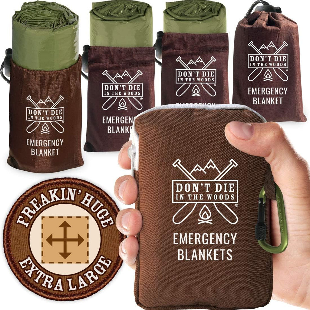 Don’t Die in The Woods – Freakin’ Huge Emergency Blankets [Green] | Ultralight – Waterproof – Extra Large – Space