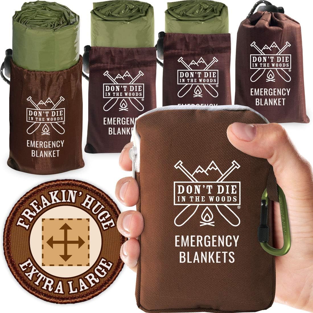 Don’t Die in The Woods – Freakin’ Huge Emergency Blankets [Green] | Ultralight – Waterproof – Extra Large – Space