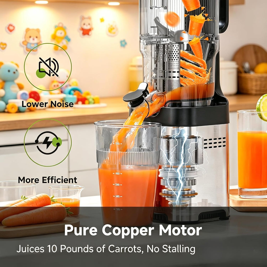 Cold Press Juicer Machine, 5.4" Wide Self-Feeding Chute | Masticating Juice Extractor for Whole Fruits &
