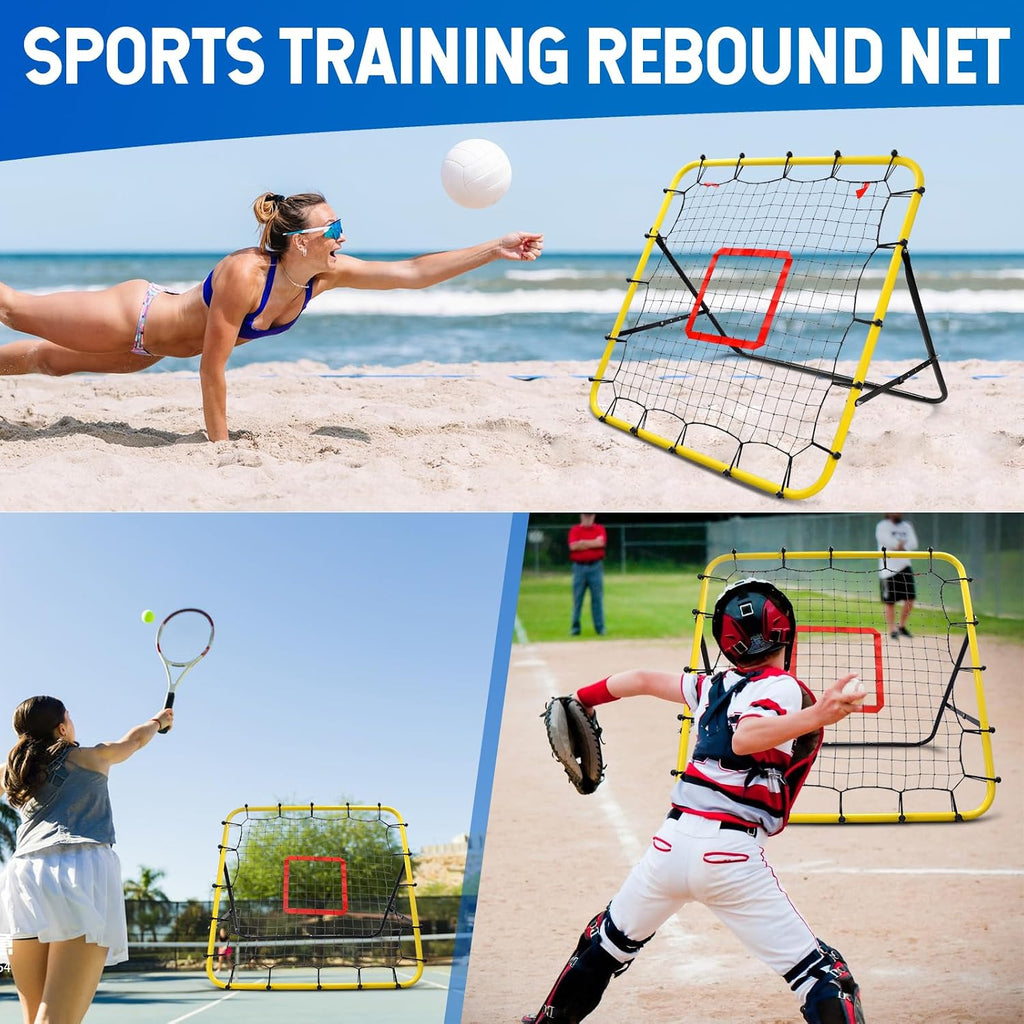 Soccer Rebounder Bounce Back Net,Baseball Rebounder Net, Adjustable Angle All Ages Volleyball Rebounder Training