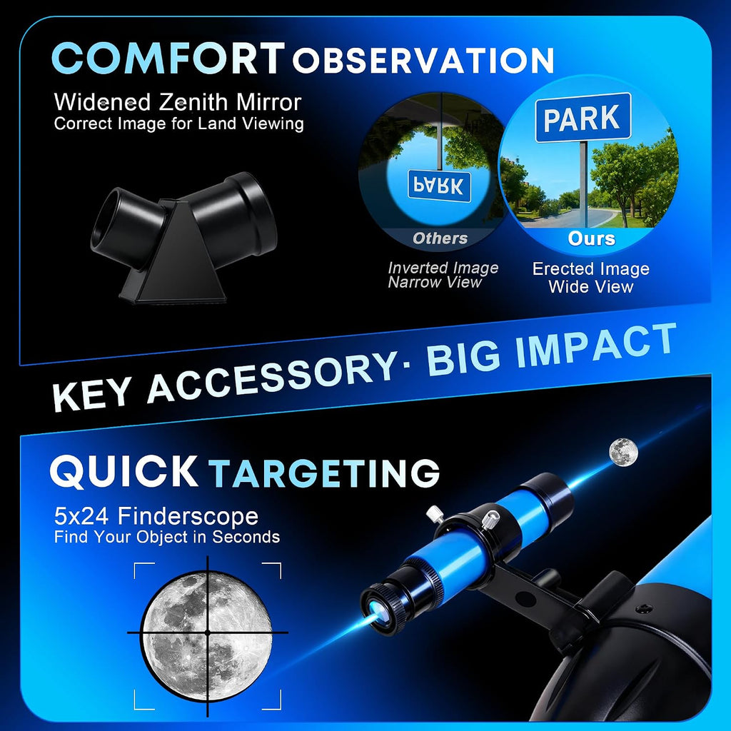 Telescope for Adults & Kids, 80mm Aperture 600mm High Powered Telescope for Astronomy Beginners - Refractor