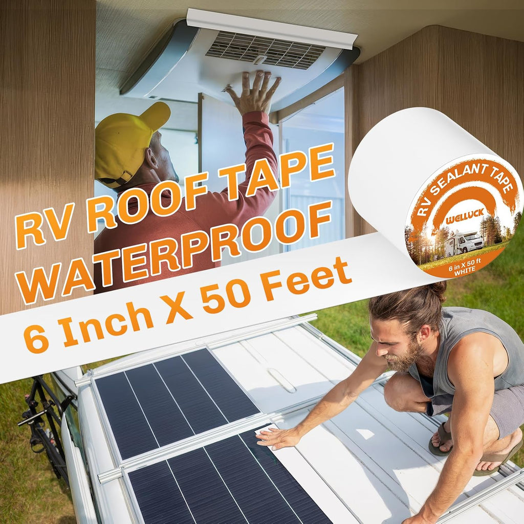RV Roof Sealant Tape Camper Roofing Repair Tape, 6 Inch X 50 Foot Natural White RV Tape for Roof Repair Camper