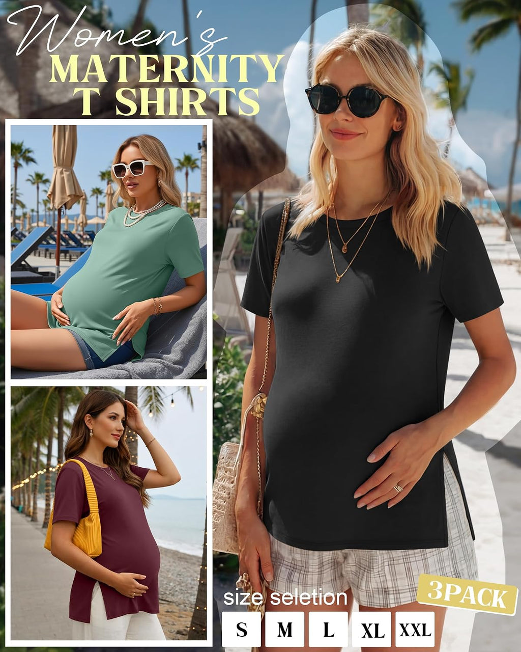 3 Pack Women's Maternity T Shirts