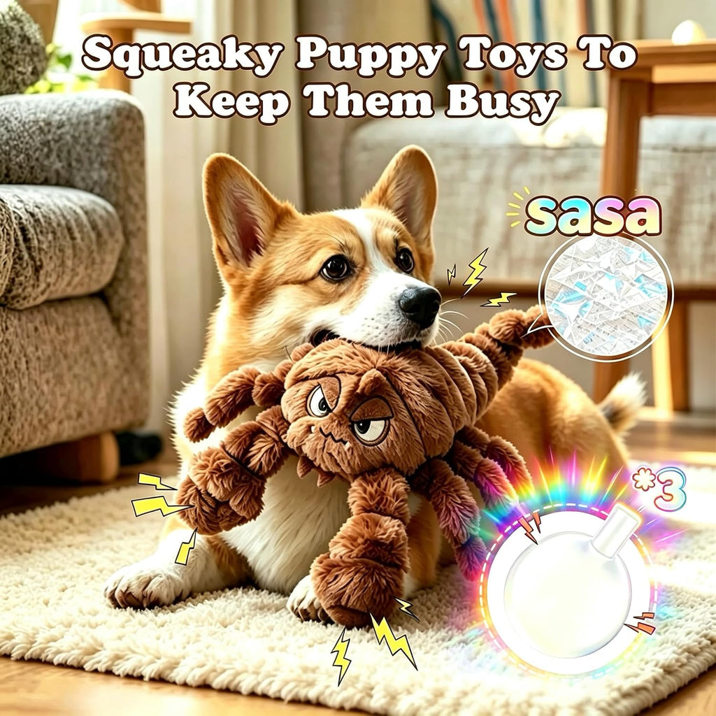 Squeaky Plush Dog Toy Interactive Chew Toys for Small Medium Dogs, Tough Crinkle Stuffed Animal Toys to Keep Them
