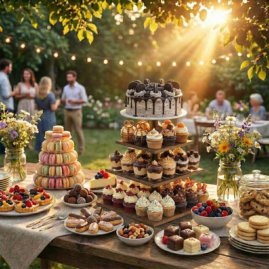 Wooden 4 Tier Cupcake Stand for 50 Cupcakes,Cupcake Holder,Cupcake Tower,Tiered Tray Stand for Birthday Bar Décor