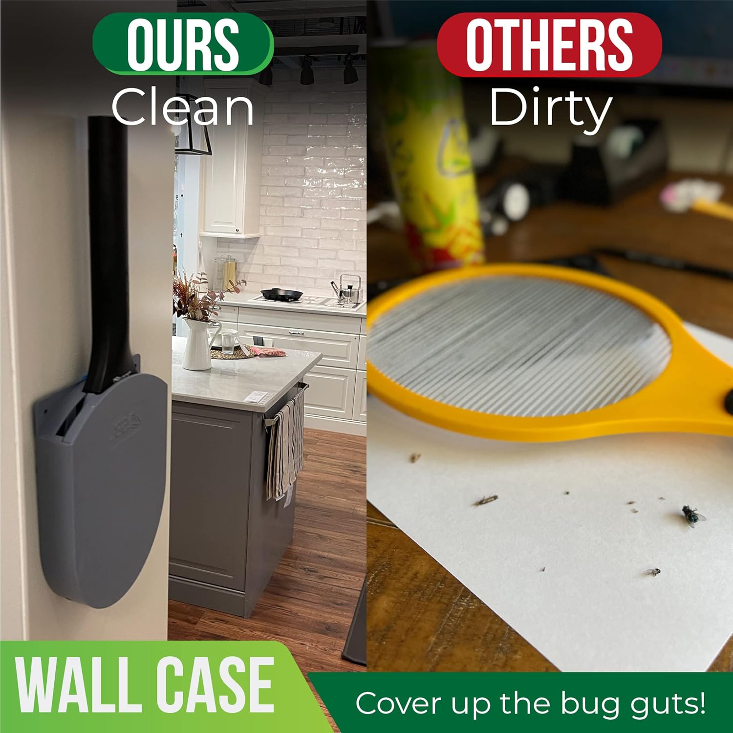 Electric Fly Swatter Racket, Electric Mosquito Swatter, Bug Zapper Racket, Electric Fly Bat with Patented Wall Case