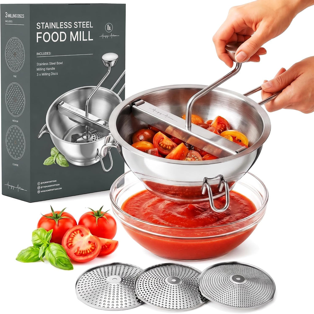 Hungry Artisan Stainless Steel Food Mill for Tomato Sauce & Canning