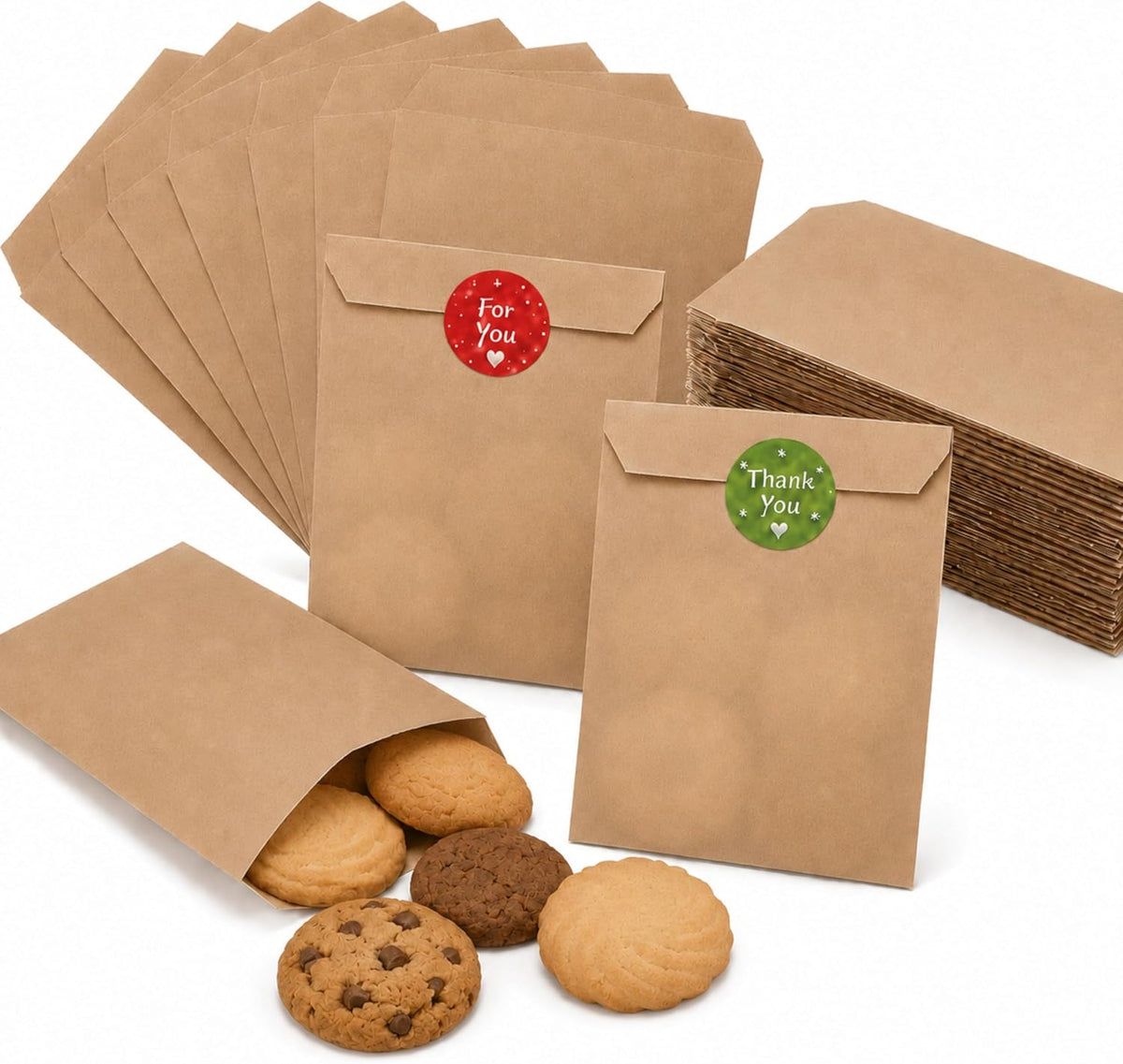 Brown Flat Kraft Paper Bags 5x7 in, 100 Count