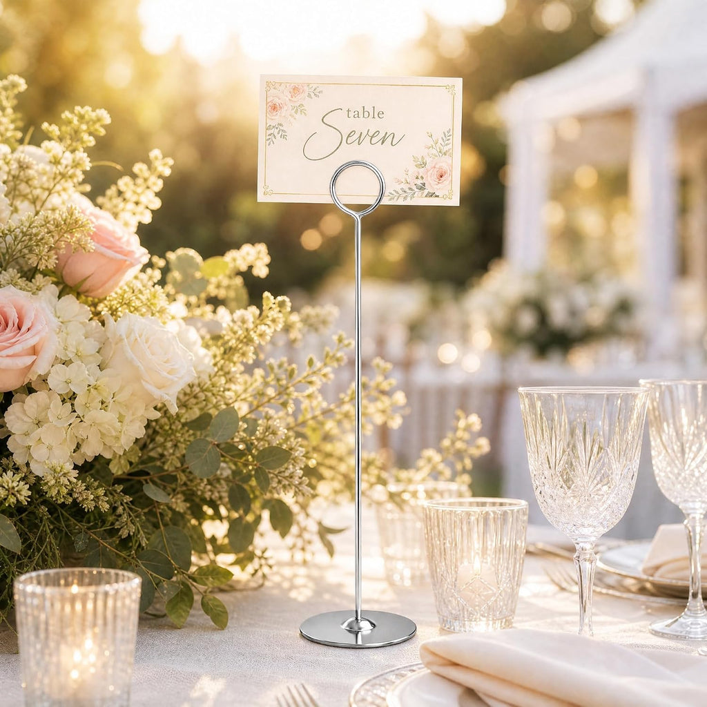 12 Inch Silver Steel Place Card Holder,16 Pack Table Number Holder