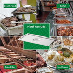 6-Pack Full Size Hotel Pan Cover, Stainless Steel Solid Steam Table Catering Food Pan Lid with Handle, 23 Gauge