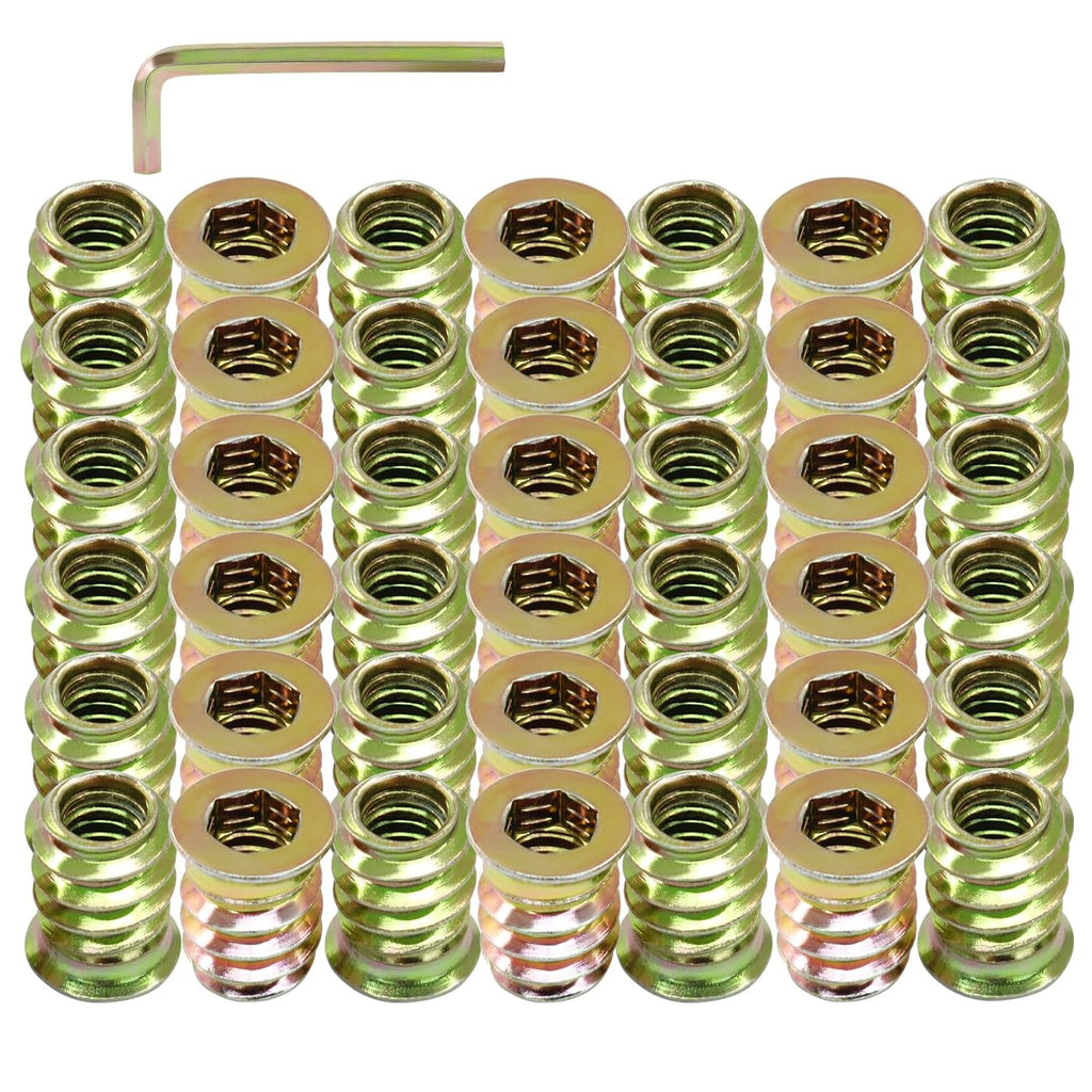 50 Pcs Threaded Inserts for Wood, 1/4"-20 x 15mm