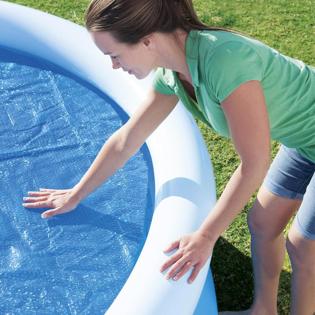 Round Solar Pool Cover for 10’ Round Above Ground Swimming Pools - Heat Retention & Protection from Debris
