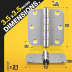 Ball Bearing Door Hinges, 3.5 Inch 5/8" Radius Brushed Nickel, 3 Pack