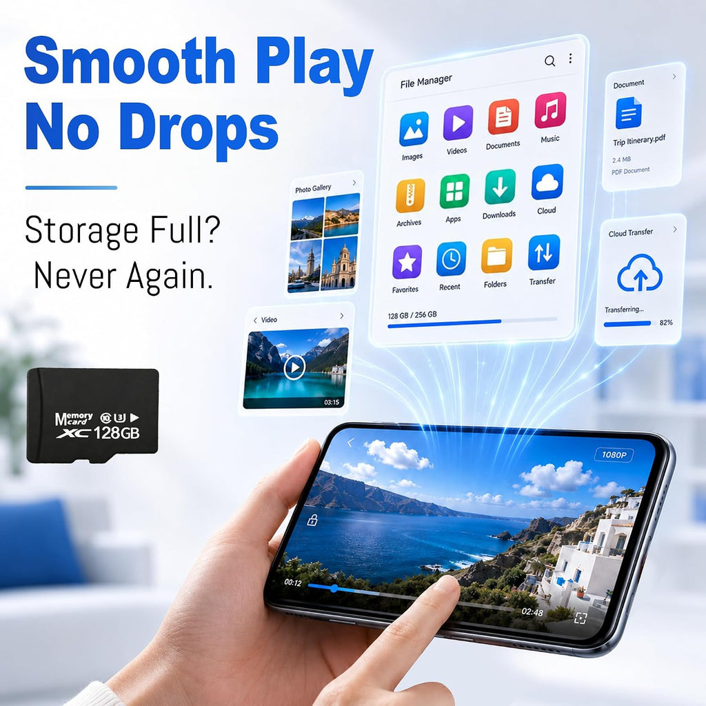 128GB Micro SD Card for Dashcam & Security Camera U3 V30 A1 | High-Capacity Class 10. Ideal for Auto-Loop Devices.