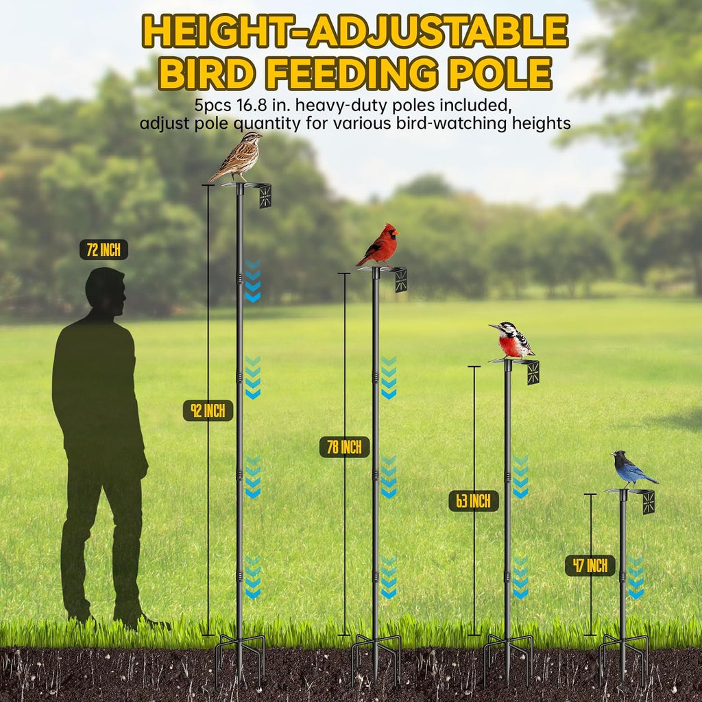 92-Inch Thickened Bird Feeder Pole with Squirrel Proof Design | 2-in-1 Bird house Bracket, Heavy Duty Bird House