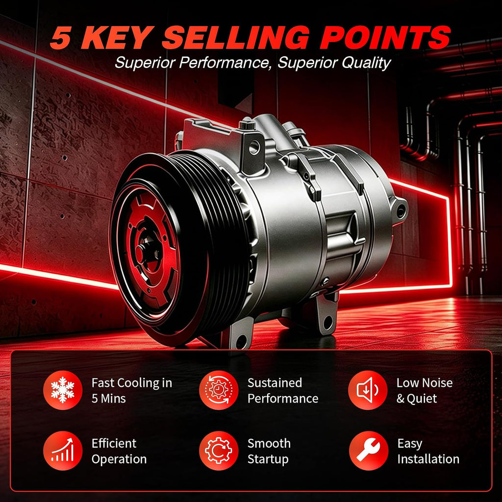 AC Compressor with Clutch Compatible with Honda Civic 2.4L 2012-2014