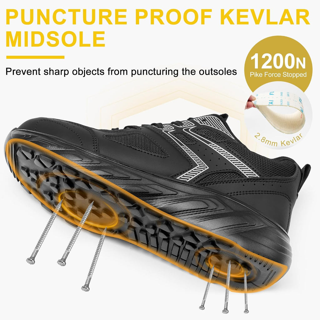 Steel Toe Shoes for Men: Slip Resistant Composite Safety Sneakers 2026 Comfortable Tennis Work Shoes for Construction