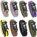 Survival Paracord Bracelet with Fire Starter Compass Whistle - Adjustable Emergency Wristband for Camping Hiking Outdoor