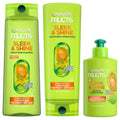 Fructis Sleek & Shine Shampoo, Conditioner + Leave-In Conditioer Set for Frizzy, Dry Hair, Plant Keratin + Argan Oil