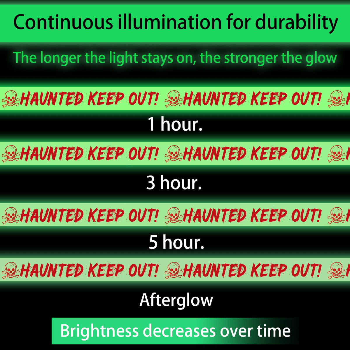 Glow in The Dark Halloween Decorations Caution Tape Haunted Keep Out Scary