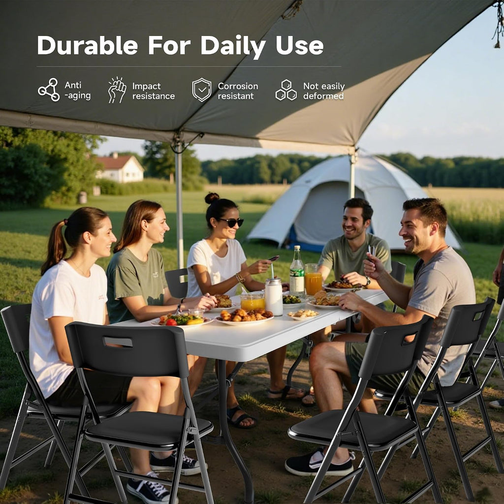 Portable 6-Piece Folding Table and Chairs Set – Heavy-Duty 6ft Camping & Party Furniture for Indoor/Outdoor Events