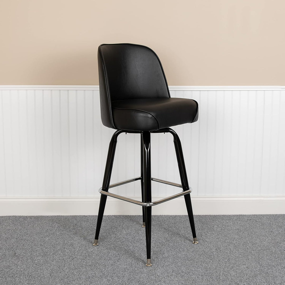 Black Metal Barstool with Swivel Bucket Seat, 2-Pack