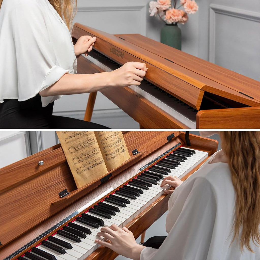 88 Key Weighted Home Digital Piano,Wooden Desk Keyboard,Triple-Pedal | Transforms Between Desk and Vanity,Progressive