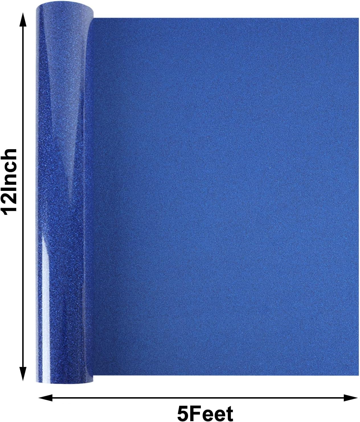 Heat Transfer Vinyl Roll - Glitter HTV Vinyl Adhesive Blue Iron on Vinyl for T Shirt (Blue Glitter, 12inch x 5feet)