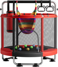 55" Trampoline for Kids with Enclosure, 440lbs Capacity Indoor & Outdoor Toddler Trampoline with Adjustable