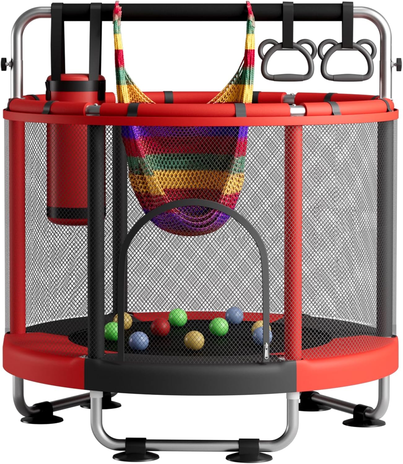 55" Trampoline for Kids with Enclosure, 440lbs Capacity Indoor & Outdoor Toddler Trampoline with Adjustable