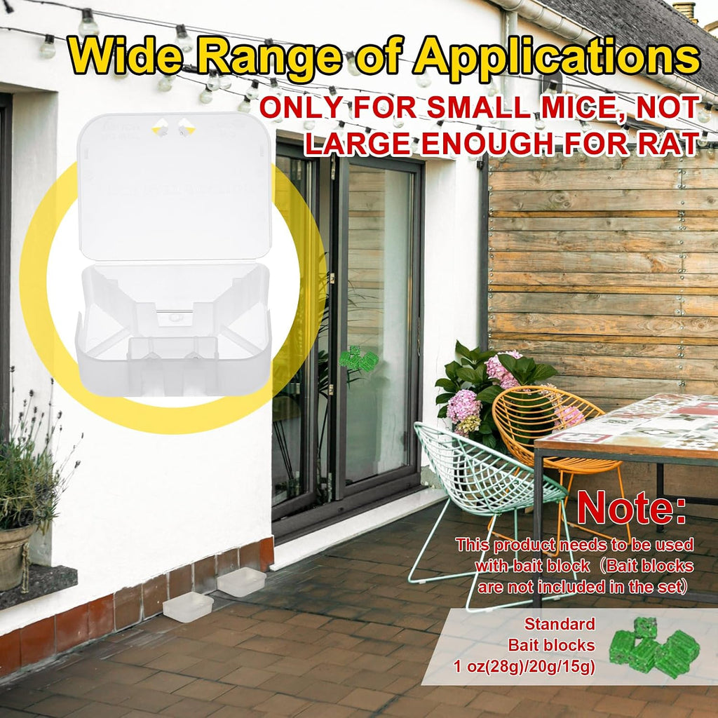 12 Pcs Mouse Bait Stations with Keys, Indoor Outdoor Traps,Clear | Lockable Mouse Boxes for Safe Decon Bait Use