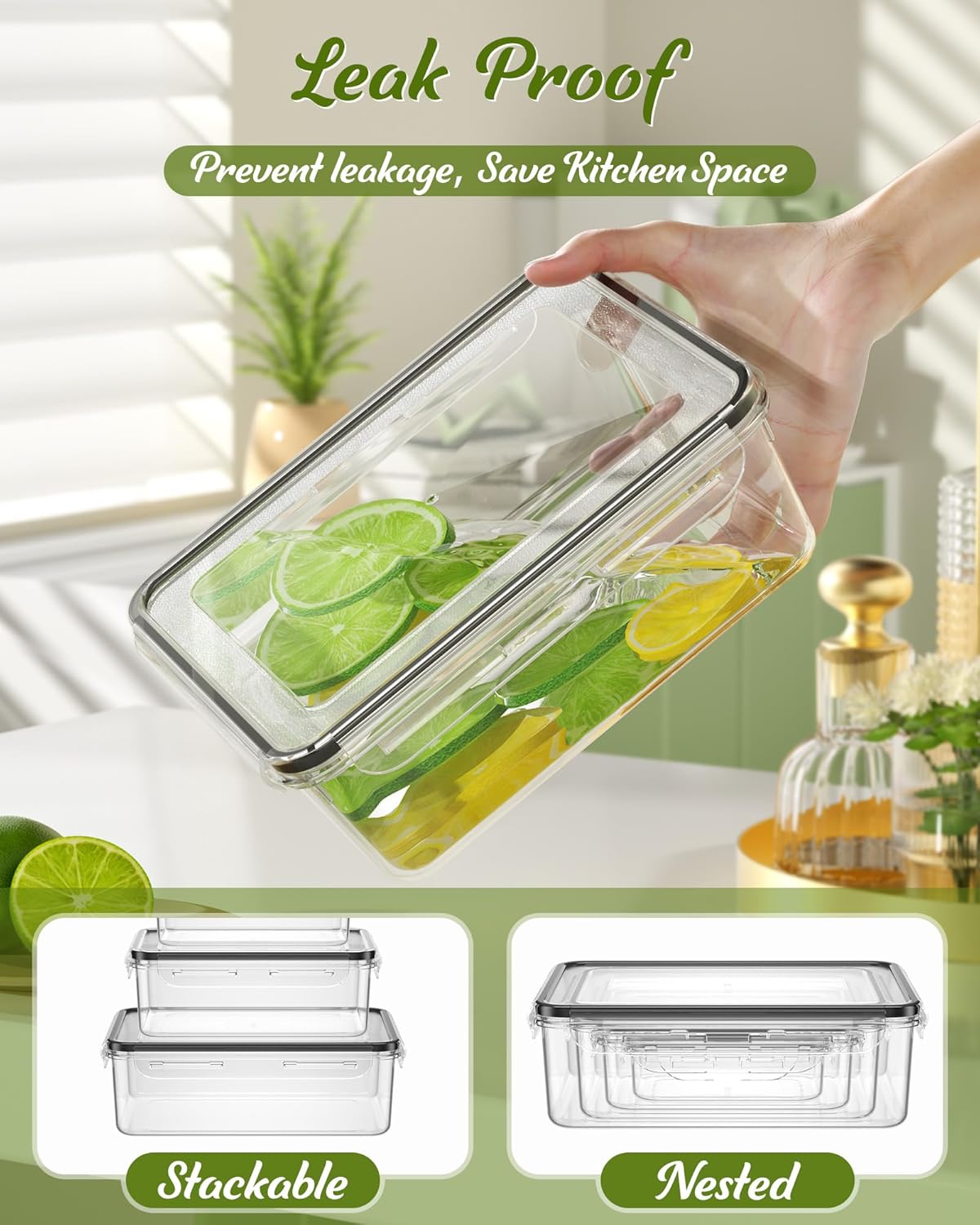 40 Piece Food Storage Containers with Lids(20 Containers & 20 Lids), BPA-Free Plastic Food Containers for Kitchen