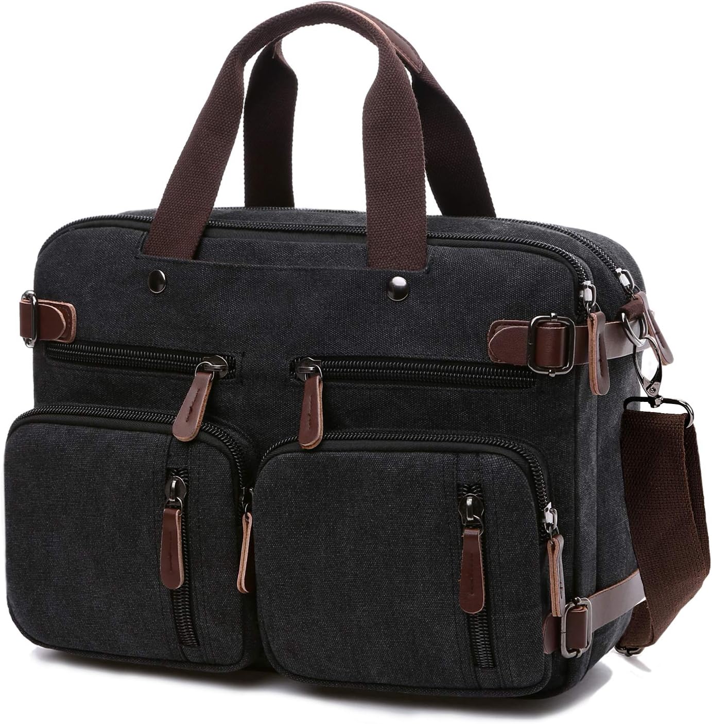 3 In 1 Canvas Convertible Laptop Bag for Men Women, 17.3 inch Laptop Messenger Bag Work Briefcase, Computer Shoulder
