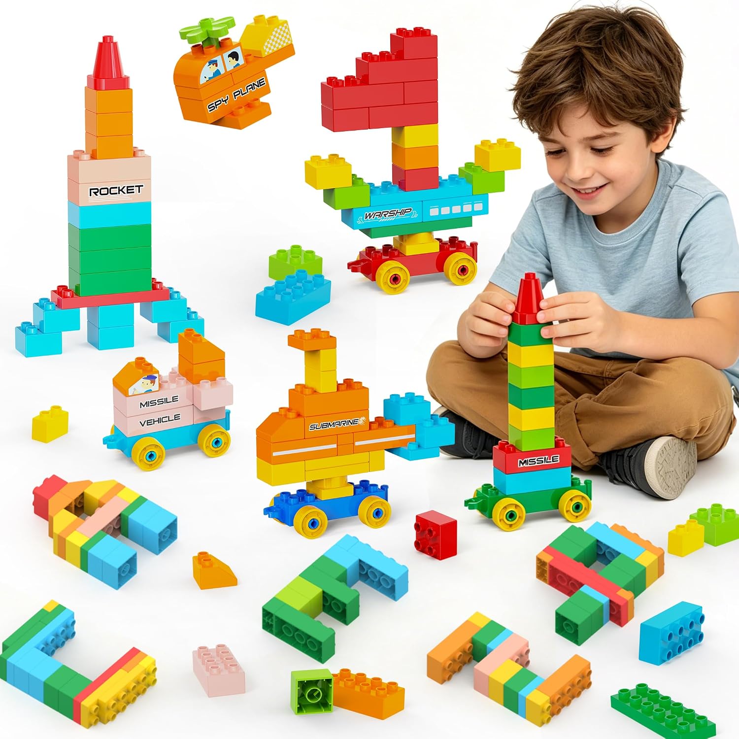 Building Blocks for Kids Ages 3-8 |Toy with 4 Trucks | STEM Educational Set for Boys & Girls| Endless Creations |