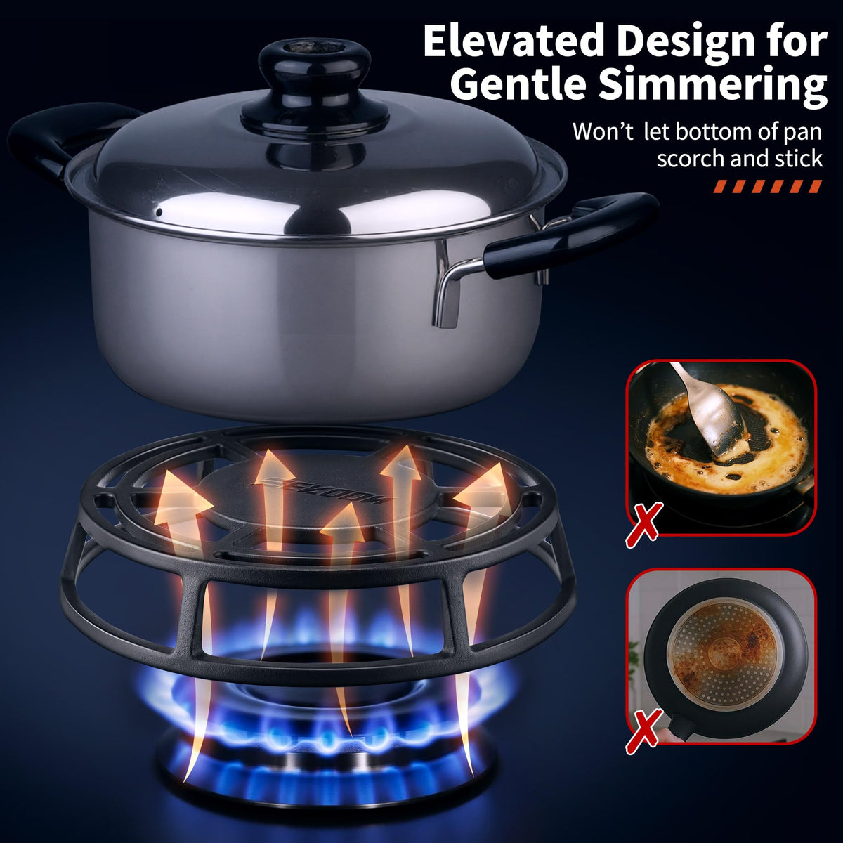 Feekoon Heat Diffuser for Gas Stove, Cast Iron, 8", 1 Pack