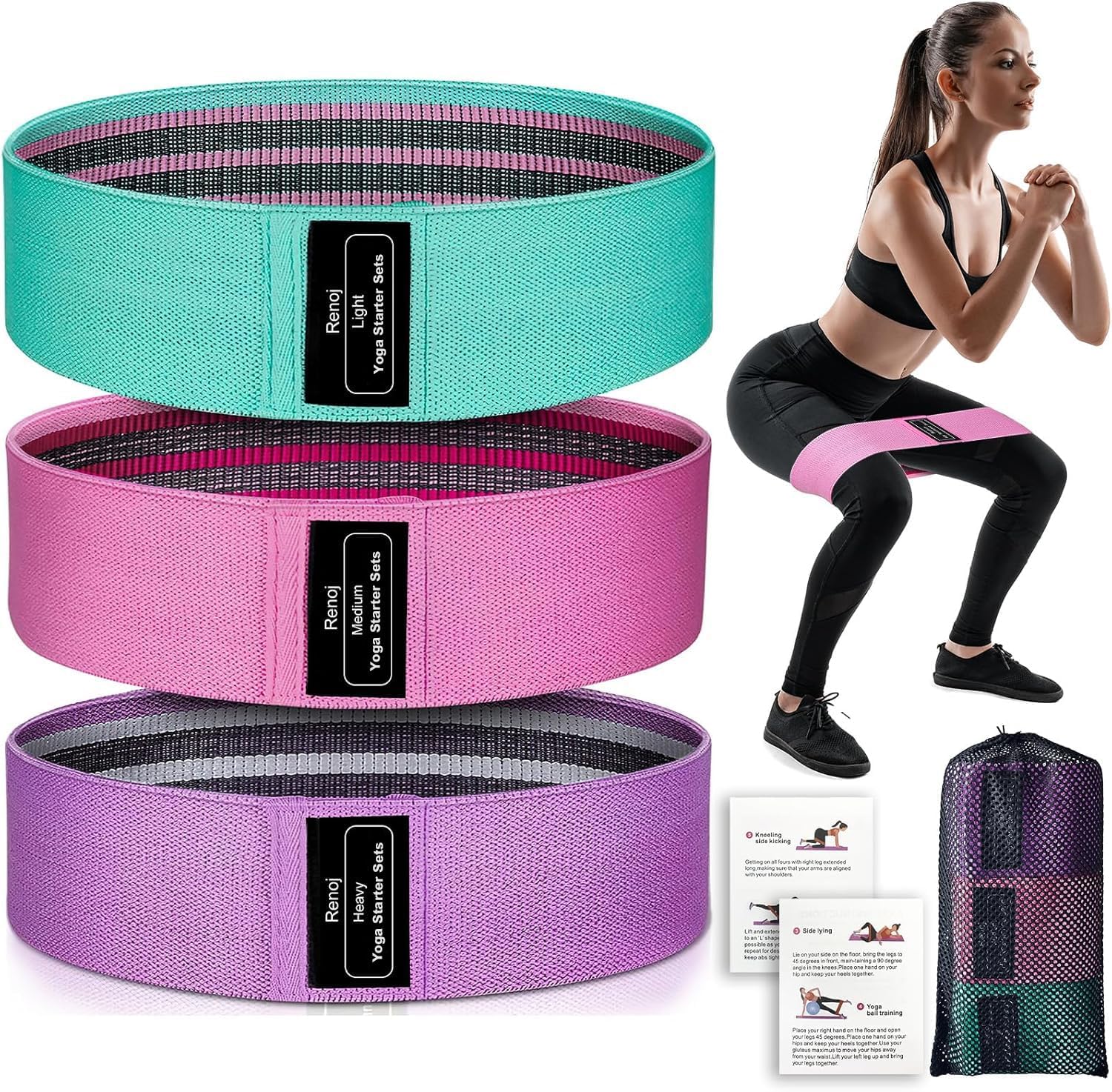 Resistance Bands for Working Out: 3-Set Professional Exercise Bands for Pilates, Yoga, Home Gym, Booty, Leg Training