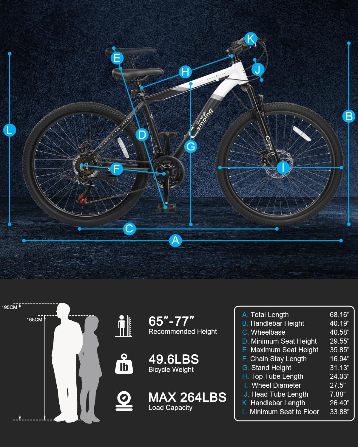 24"/26"/27.5" Bike Mountain Bike with Aluminum Frame | Ultralight Aluminum Frame, Powerful Mechanical Disc Brakes