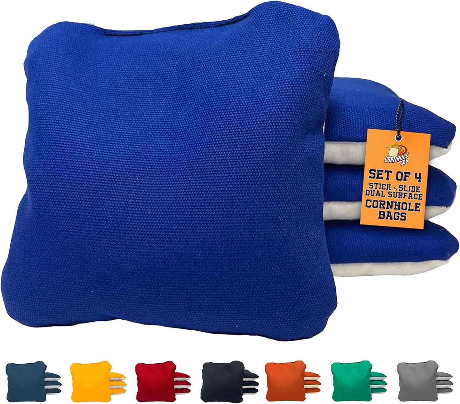 Stick & Slide Cornhole Bags - 6"x6" Premium Plastic Resin Filled, Dual-Sided Canvas & Suede Cornhole Bean Bags for