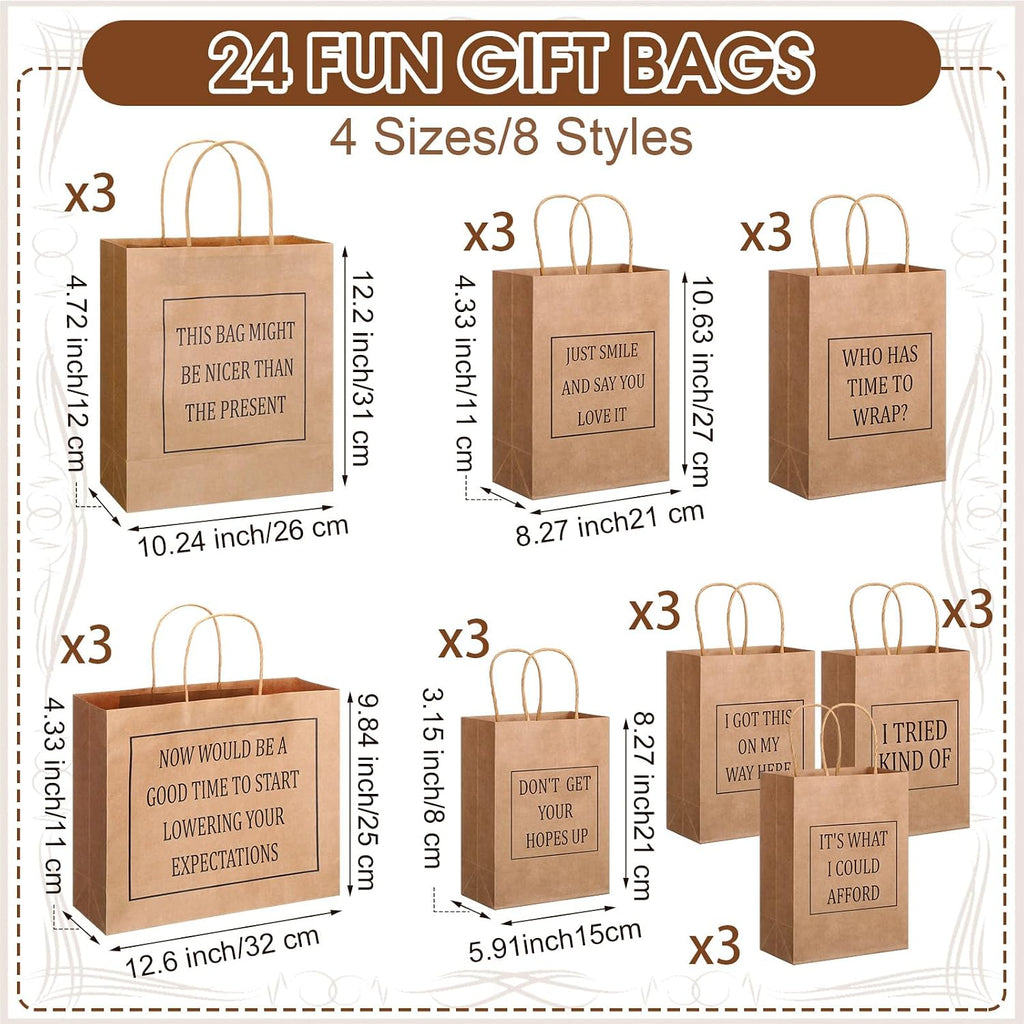 24 Pcs Funny Gift Bags Assorted Sizes Funny Assorted Gift Bags