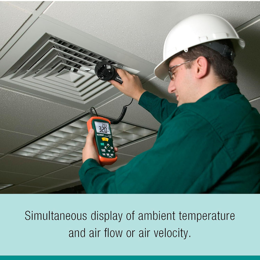 Extech AN100 CFM/CMM Mini Thermo-Anemometer, Air Flow and Velocity