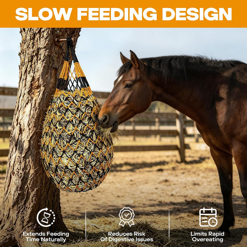 Hay Nets for Horses & Goats, 6 Pack Slow Feed Hay Bags, 3-4 Flakes