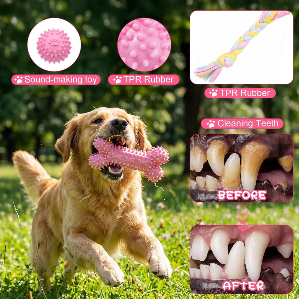 14 Pcs Puppy Toys for Teething Dog Chew Toys for Small Dogs Soft Interactive Squeaky Plush Balls Doggy Teeth Tug of