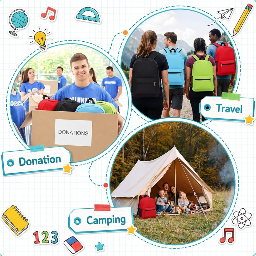 168 Pcs Backpacks Bulk with School Kits Pencil Bags Pens Rulers Glue Sticks Scissors Sharpeners Erasers (Classic)