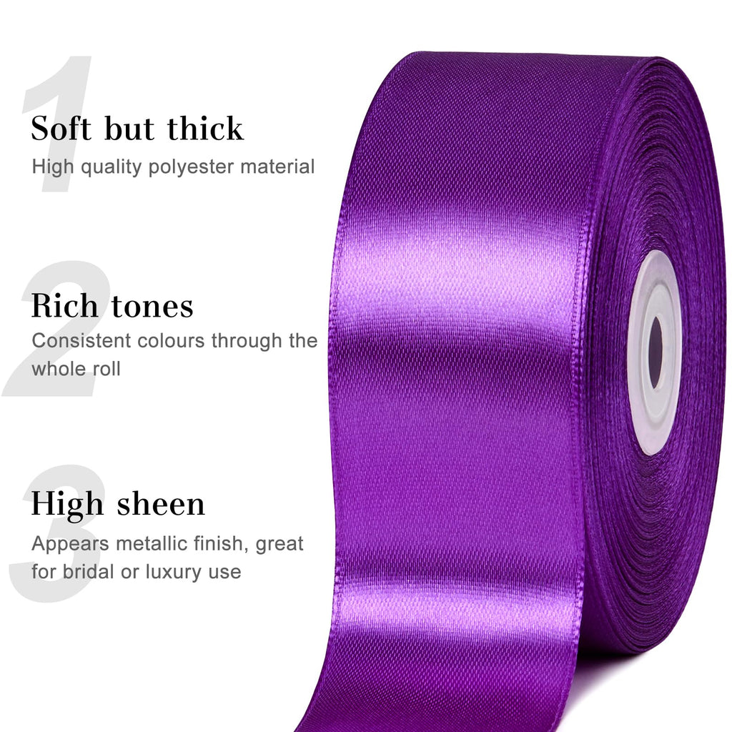 Purple Satin Ribbon, 1-1/2 Inches, 50 Yards