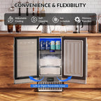 2-in-1 Under Counter Nugget Ice Maker with Beverage Refrigerator